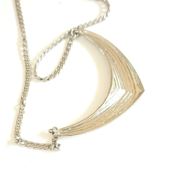 Bcbgeneration Silver V Collar Necklace 17" Green Enamel Retro Boho Choker - Picture 5 of 6